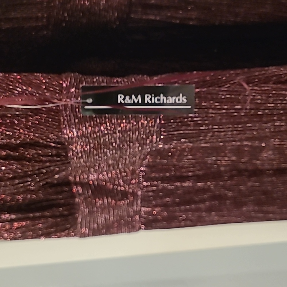 R&M Richards Petites Womens Metallic Empire Waist Evening Dress size 4P - Picture 4 of 5